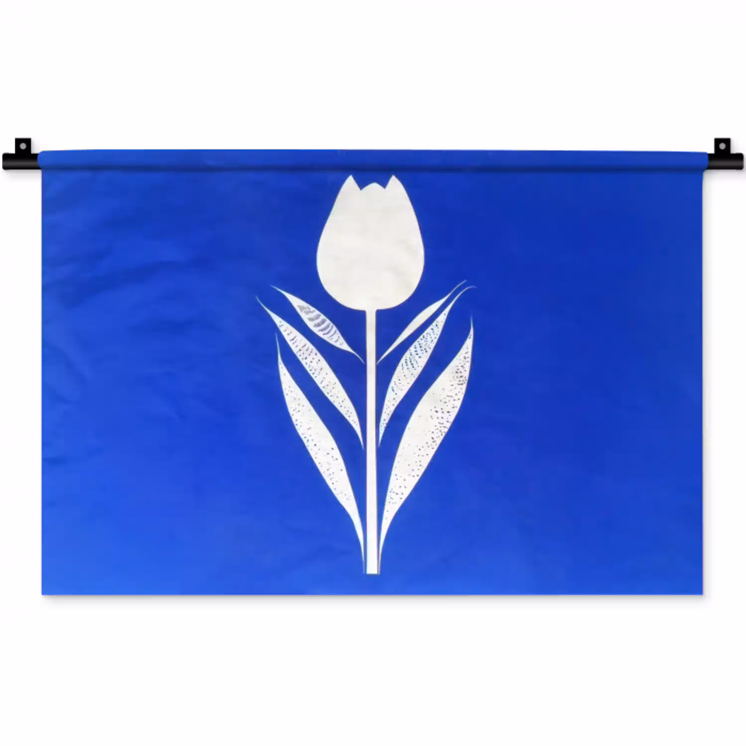 Tulp - Minimalistisch - Bladeren - Wit Wandkleed katoen klein -zz3d