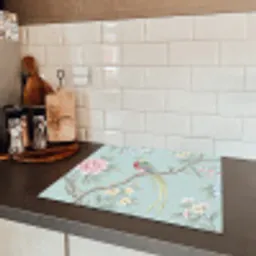 Vogel - Bloemen - Kleurrijk Inductie beschermer vinyl 3mm middel -sfeer3