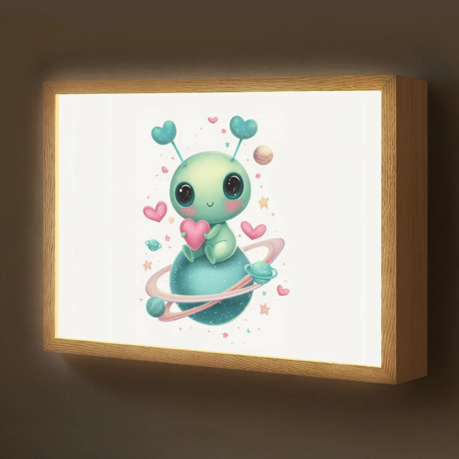 Ruimte - Wezen - Hartjes - Planeet Light Box met batterij (Wandlamp kind) middel -z3d_website