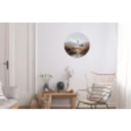 Kraanvogel - Natuur - Realistisch Wandcirkel aluminium klein -woonkamer