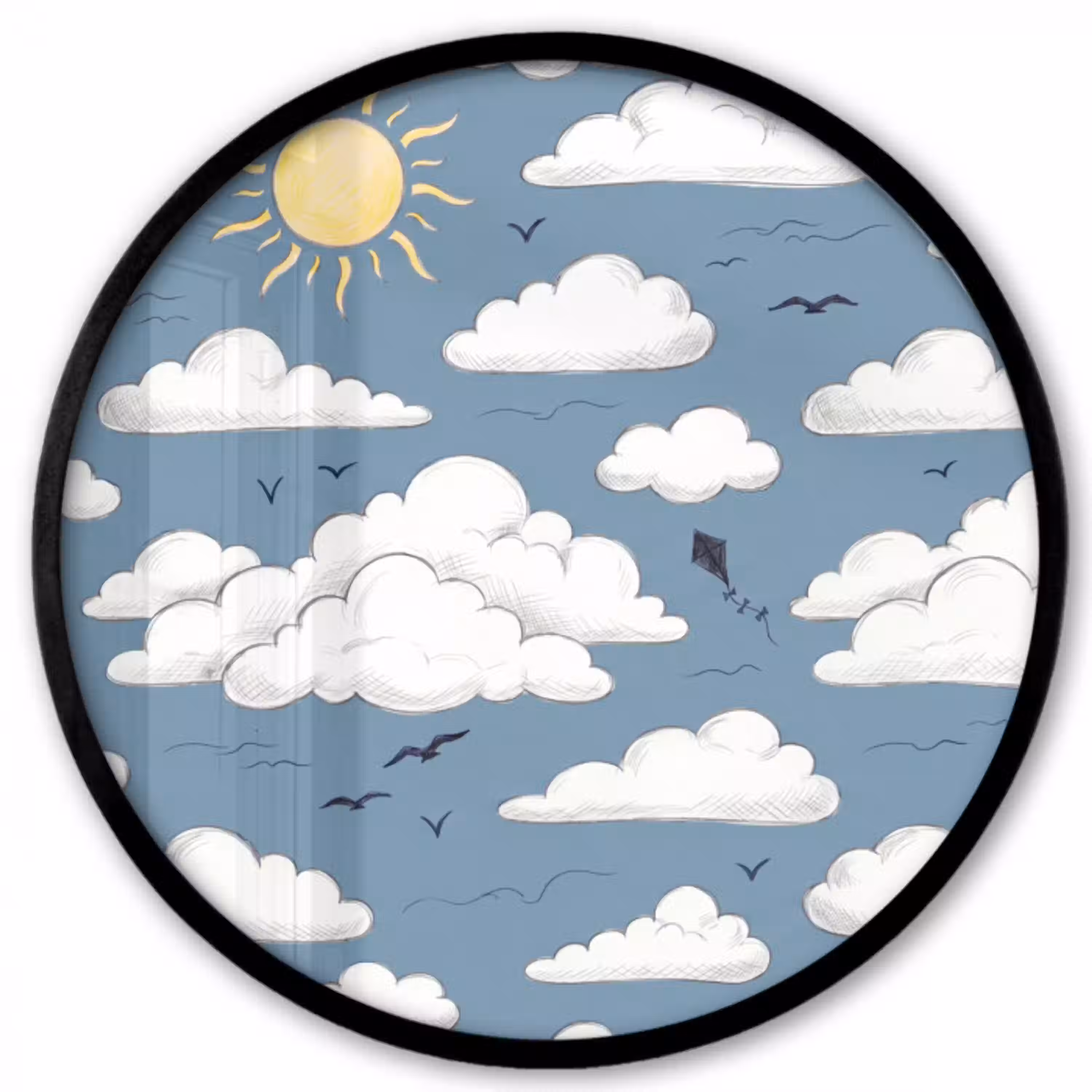 Lucht - Zon - Wolken - Natuur - Blauw Fotolijst rond zonder passe partout klein -3d