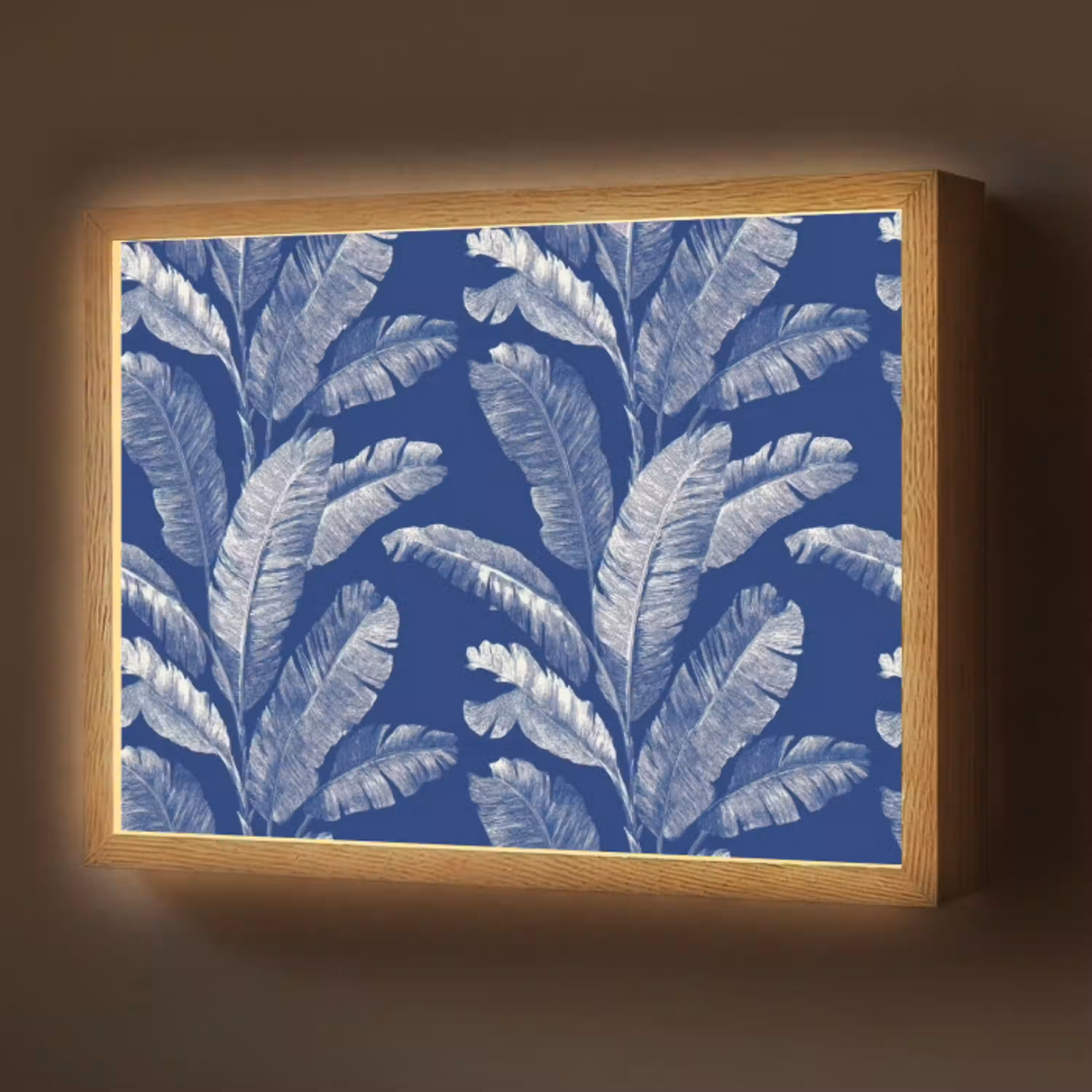 Blad - Palm - Blauw Light Box met batterij (Wandlamp) middel 907 -z3d_website