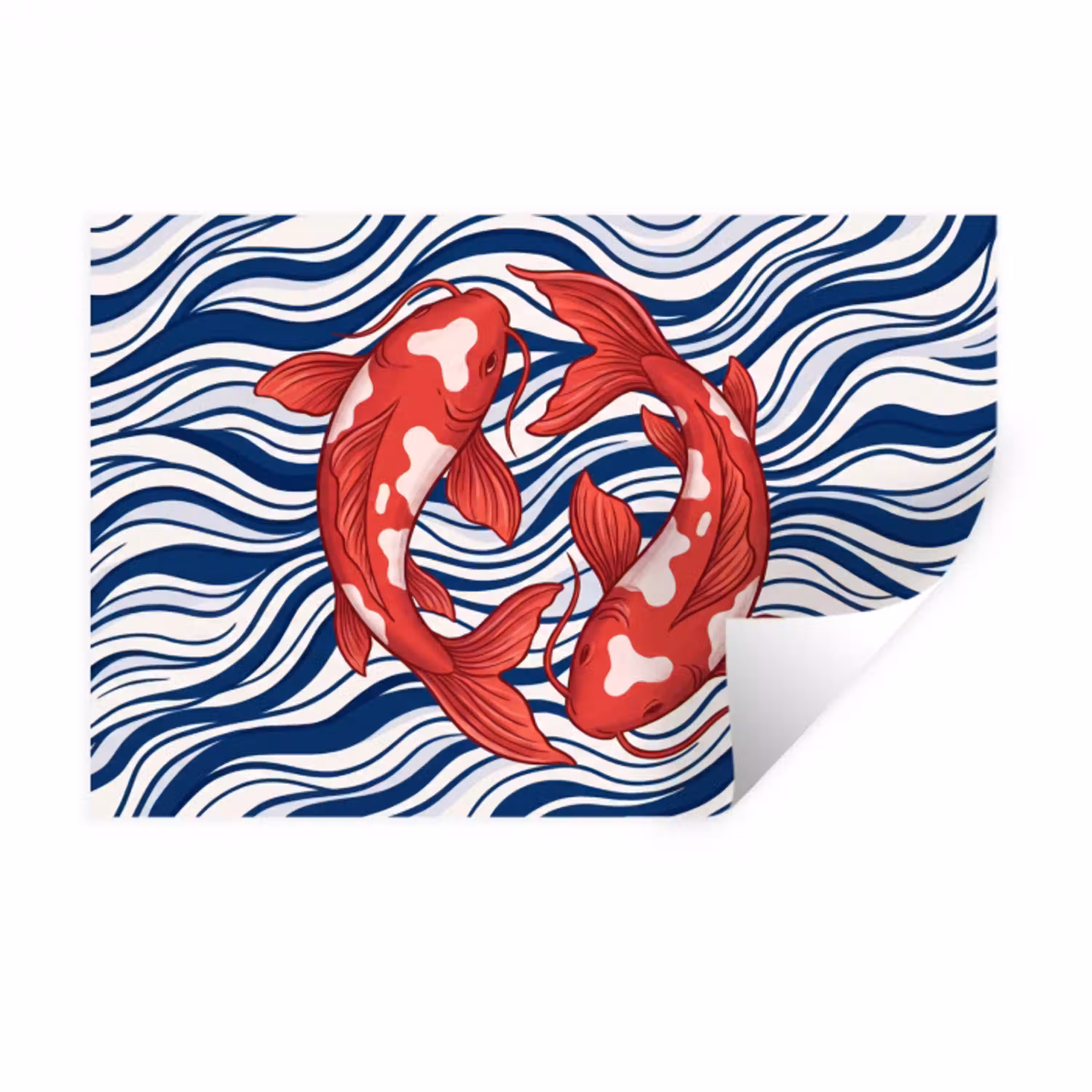 Vis - Water - Natuur - Illustratie - Rood Muursticker klein -3d