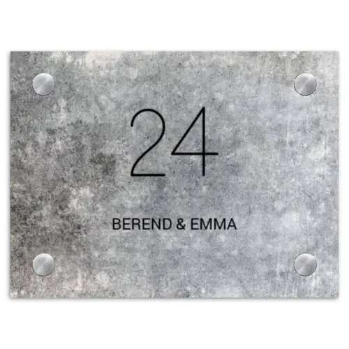 Beton - Klassiek Naambord Rechthoek middel -3d