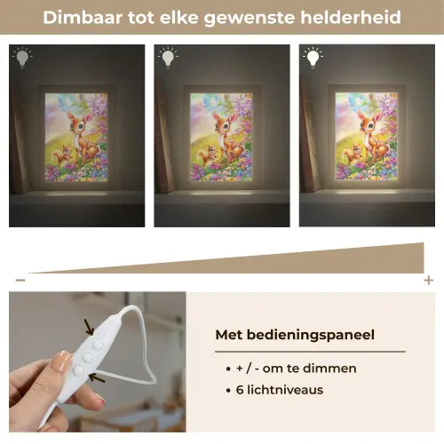 Hertje - Eekhoorn - Bloemenveld - Kleurrijk Light Box met kabel klein -USP_dimbaarNL