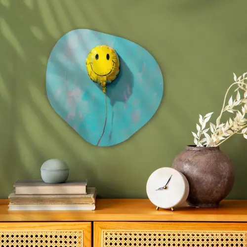 Ballon - Geel - Smiley Wandcirkel Organisch Forex 3mm klein -sfeer2