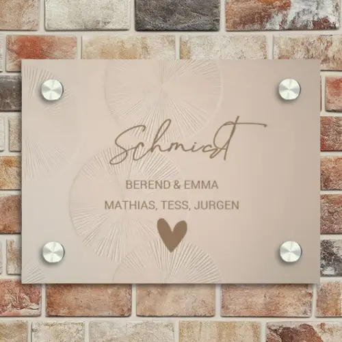 Beige reliëf lijnen - Sierlijk Naambord Rechthoek middel -sfeer3