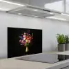 Kleurrijk - Boeket - Vaas - Goud keuken achterwand spatscherm klein -3d_schuin