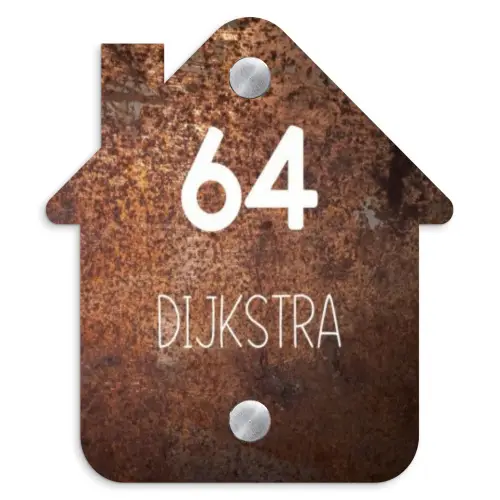 Verweerd metaal - Modern Naambord Huisje klein -3d