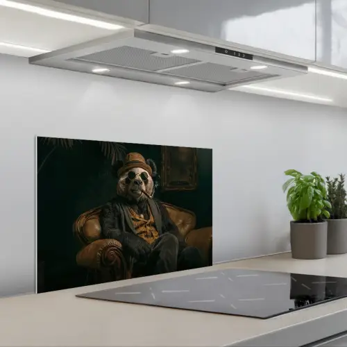 Panda - Hoed - Bril - Pak keuken achterwand spatscherm klein -3d_schuin