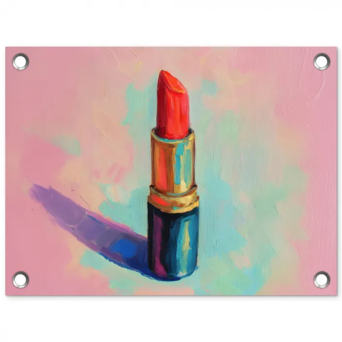 Lippenstift - Rood - Penseelstreken tuinposter los doek klein -3d