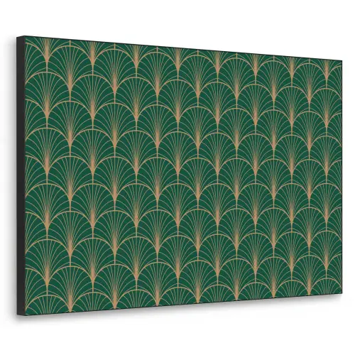 Patroon - Groen - Goud - Symmetrisch Textielframe zwart klein 947 -3d