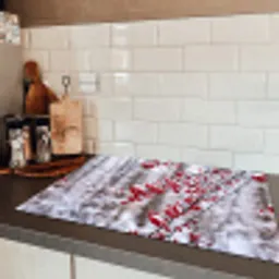 Bessen - Takken - Sneeuw - Winter - Kleurrijk Inductie beschermer vinyl 3mm klein -sfeer3