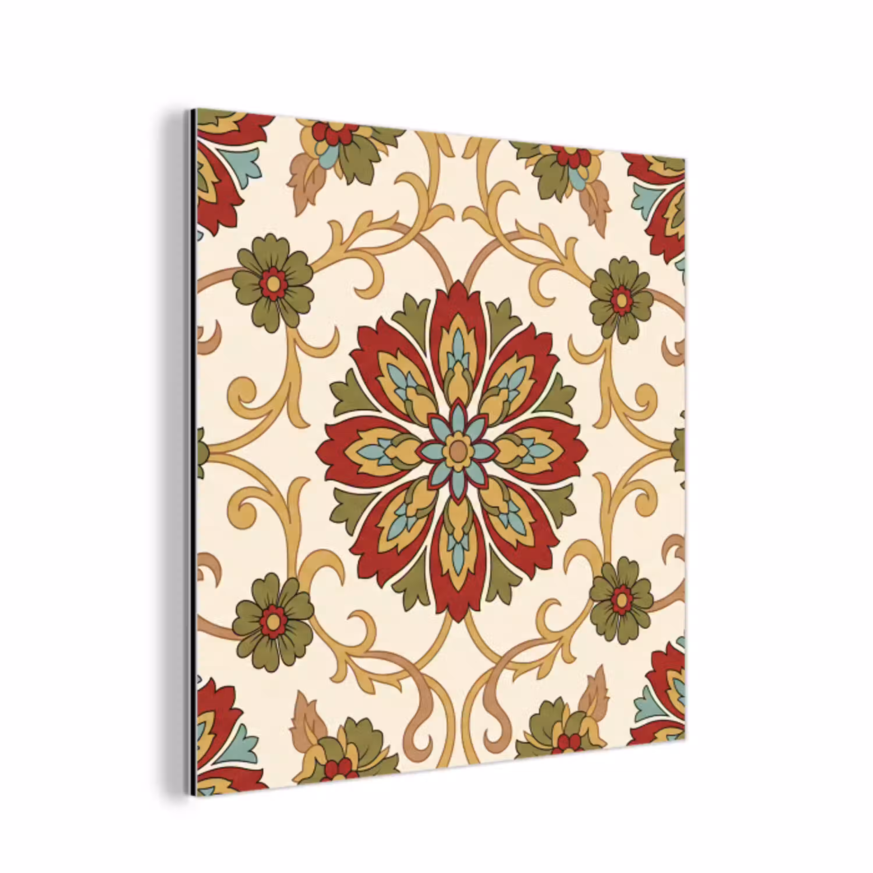 Patroon - Bloemen - Ornament - Klassiek - Kleurrijk aluminium wit klein -3d