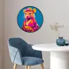 Muis - Kimono - Bloemen - Blauw Fotolijst rond zonder passe partout klein -sfeer2