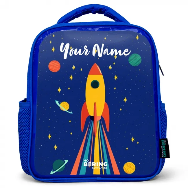 Kids' Backpacks with name Blue -. Rocket - Stars - Planet - Space