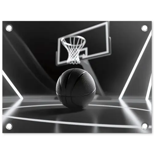 Basketbal - Basketbalveld - Lichtlijnen tuinposter los doek klein -3d