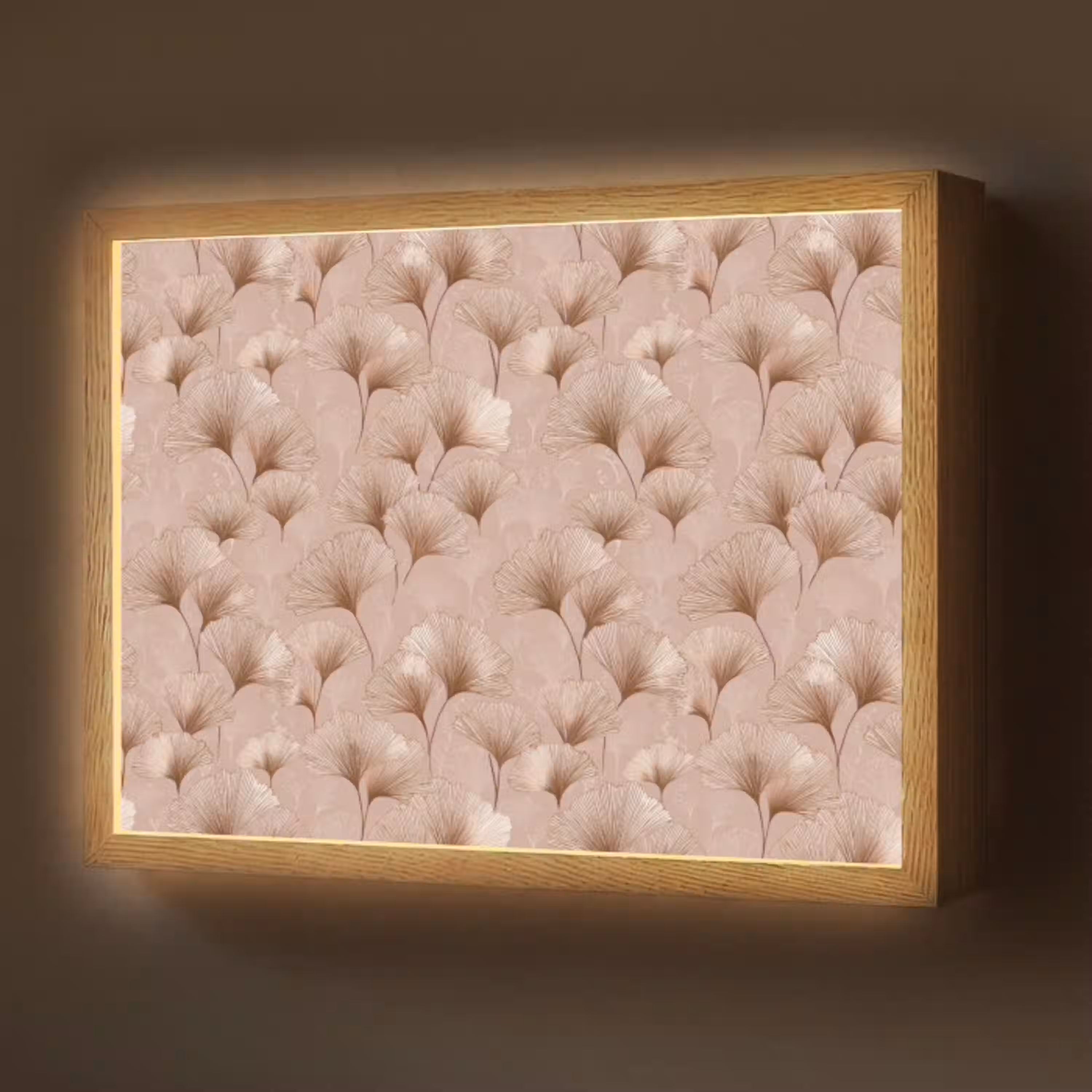 Ginkgo - Patroon - Roze Light Box met batterij (Wandlamp) middel 907 -z3d_website