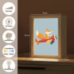 Vos - Vliegtuig - Blauw Light Box met kabel (Kinderlampje) klein -USP_websiteoverzichtDE