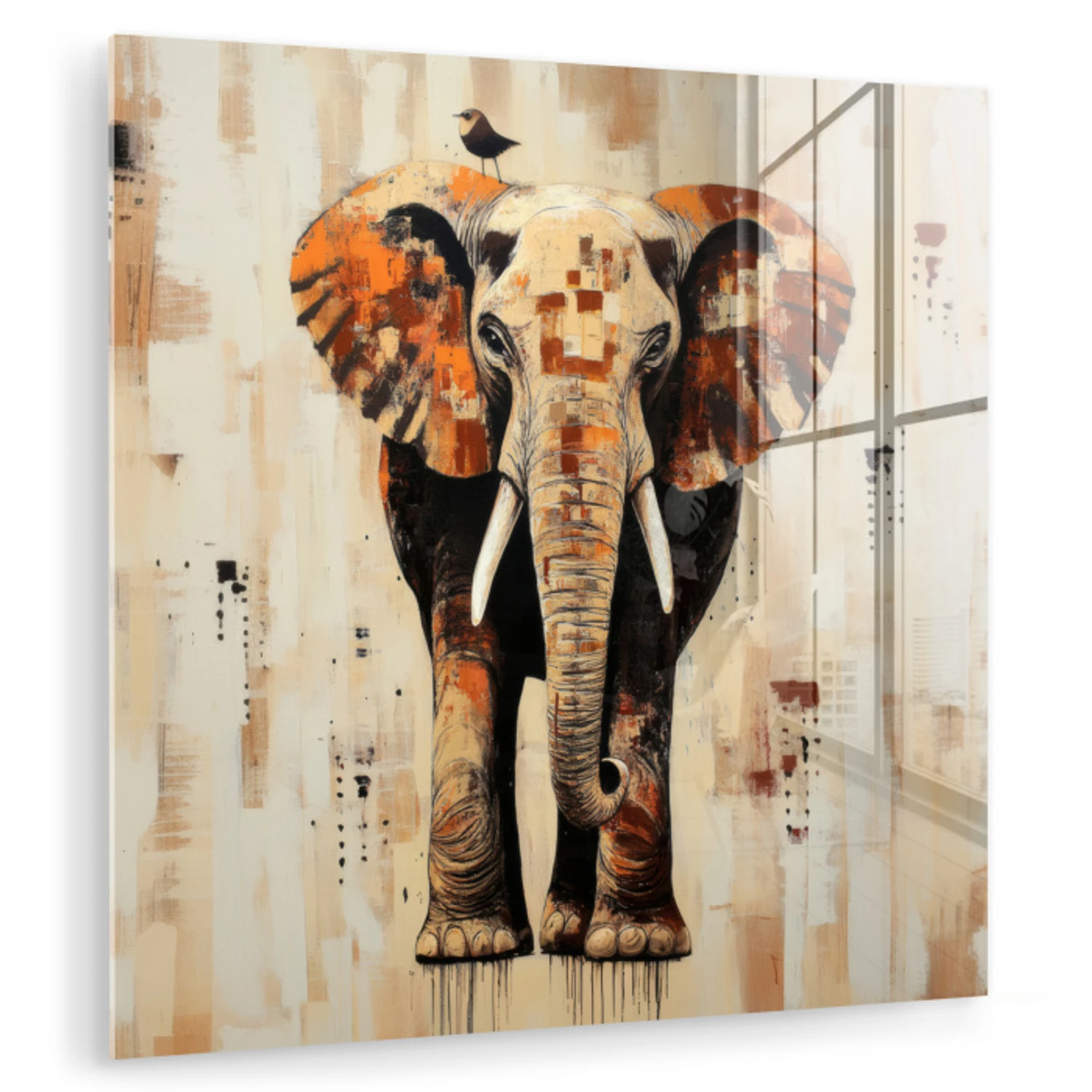 Olifant - Slurf - Mozaïek - Abstract plexiglas 5mm klein -zzzproduct_nieuw