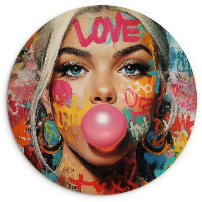 Muurcirkel - Vrouw - Kauwgom - Graffiti - Love