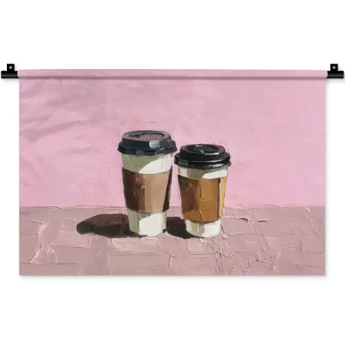 Koffiebekers - Deksel - Verf - Textuur Wandkleed katoen klein -zz3d