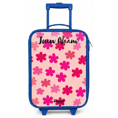 Bloemen - Patroon - Roze Kinderkoffer - Blauw klein -zz3dotto