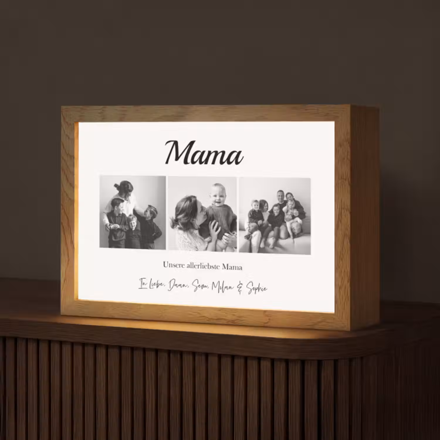 Personalisierte Lightbox - Mama - Fotocollage - 3 Fotos