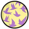 Vogels - Cirkel - Geel - Beweging Fotolijst rond zonder passe partout klein -3d
