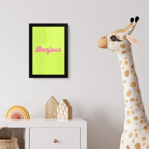 Groen - Roze bonjour - Retro fotolijst zwart zonder passe partout klein -usfeer4_kinderkamer