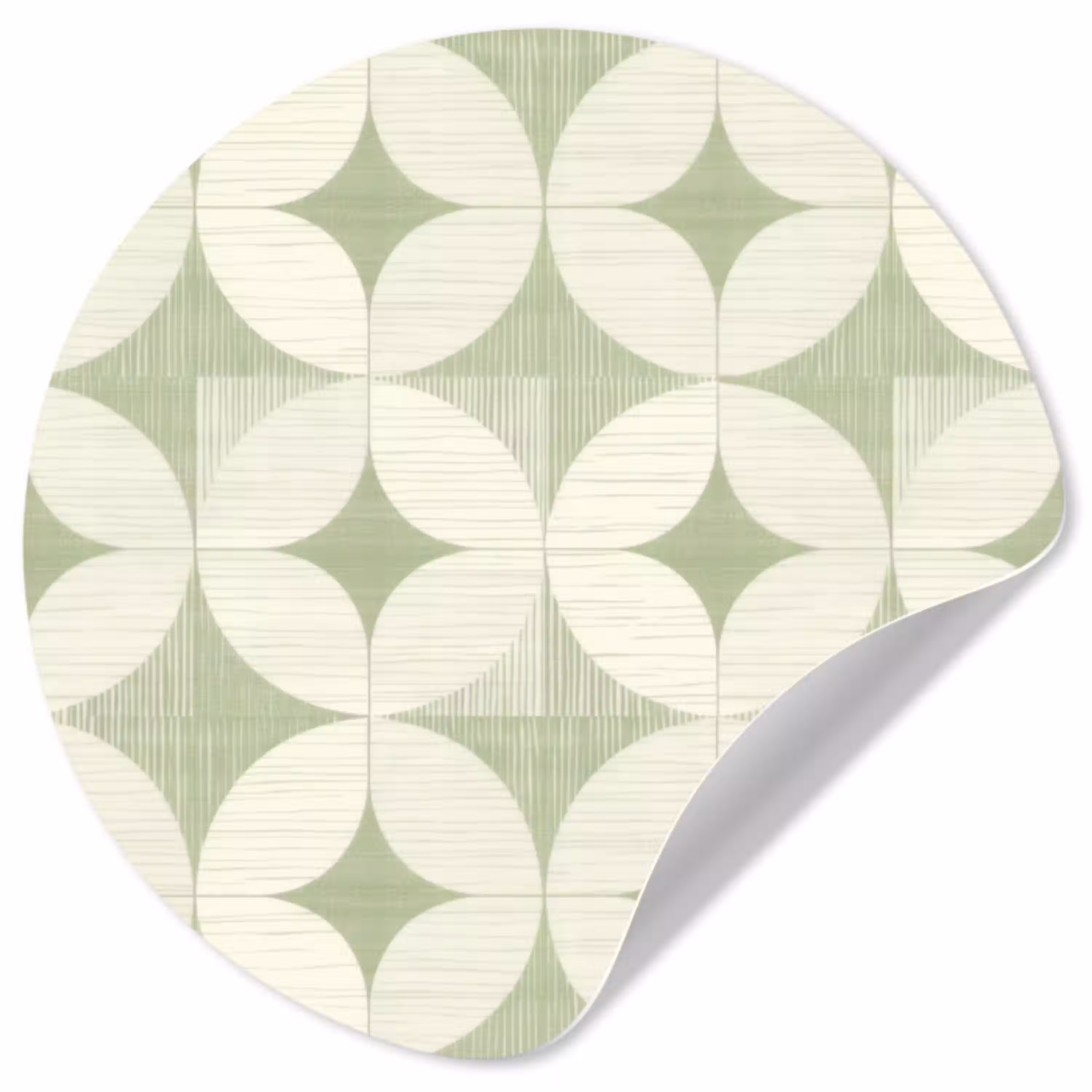 Saliegroen - Geometrisch - Retro - Mid-Century - Patroon Wandcirkel behangsticker klein 186 -3d