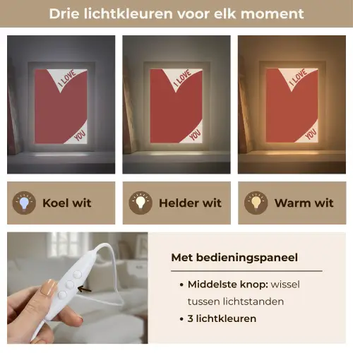 Loveyou - Rood - Hart Light Box met kabel (Tafellamp) klein -USP_lichtkleurNL