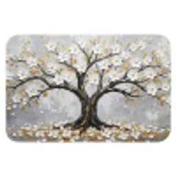 Boom - Bloemen - Natuur - Abstract - Wit Badmat klein -3d