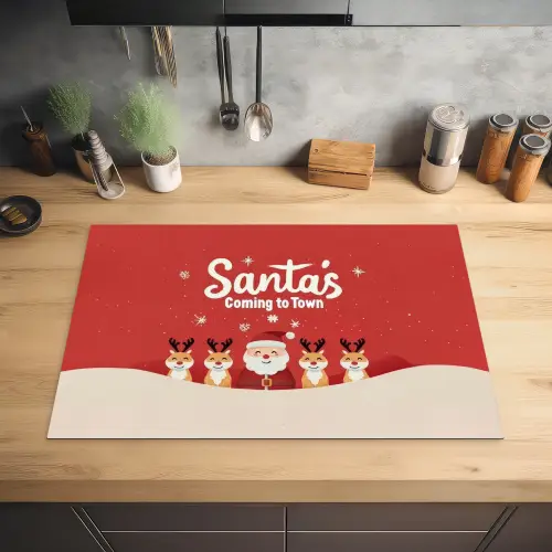Illustratie - Kerstman - Rendieren - Rood Inductie beschermer vinyl 3mm klein -sfeer5