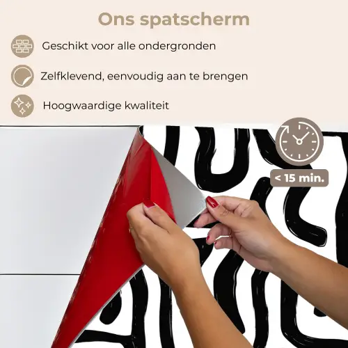 Modern - Lijnen - Zwart keuken achterwand spatscherm klein 900 -spatscherm_NL