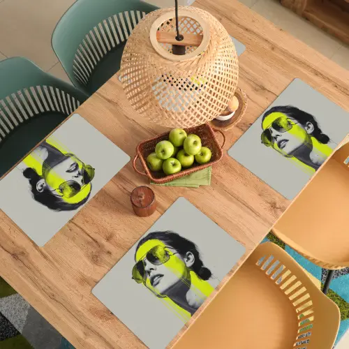 Vrouw - Bril - Verf Placemat vinyl groot -zzsfeer5_Kitchenyeah-website