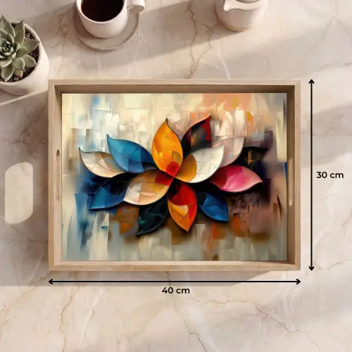 Bloem - Abstract - Kleurrijk - Bladeren Dienblad Rechthoek middel -USP_Formaat