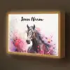 Paard - Dieren - Meisje - Roze Light Box met batterij (Wandlamp kind) middel -z3d_website