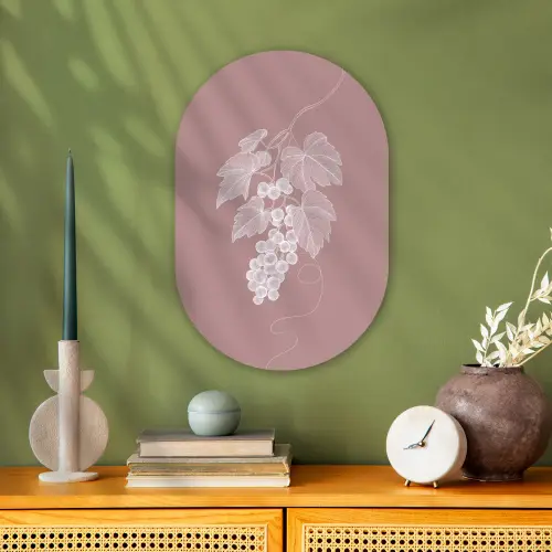 Tros - Druiven - Illustratie - Bladeren Wandcirkel Ovaal Forex klein -sfeer2