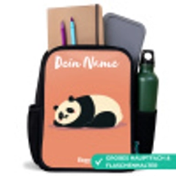 Panda - Slapen - Oranje Rugzak - Zwart middel -inhoud_DE