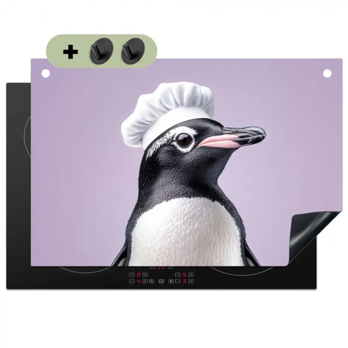 Pinguïn - Koksmuts - Lief - Paars Inductie beschemer met haakjes klein -3d