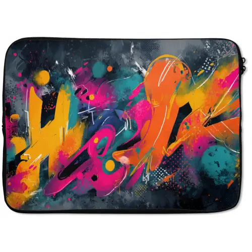 Abstract - Graffiti - Kleurrijk - Verfspatten laptophoes neopreen klein -zkaufland3dotto