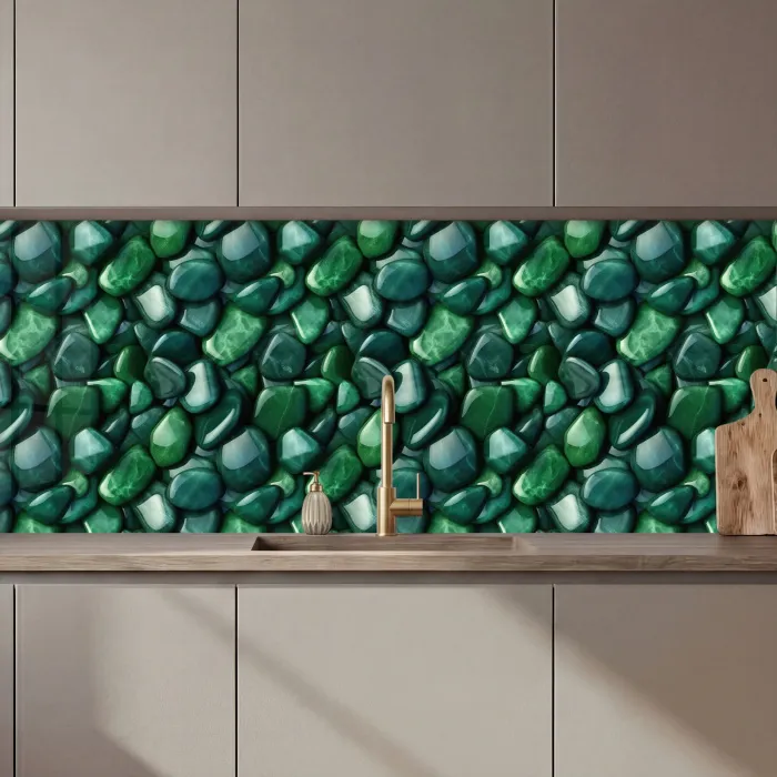 Groen - Glanzende - Kiezels keuken achterwand 2 middel 871 zz_3dshopping
