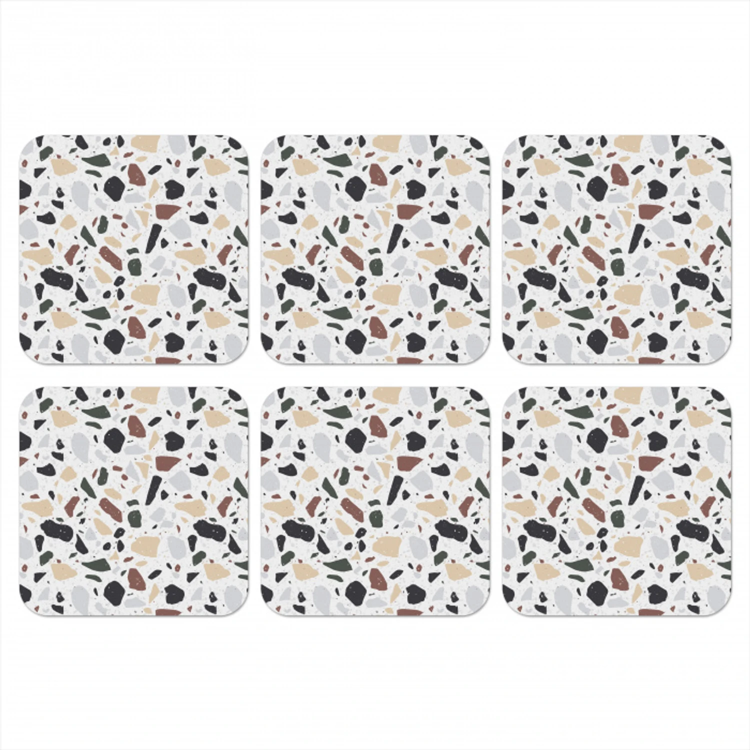 Terrazzo -  Patroon - Kleurrijk - Klei onderzetter kurk middel 366 -3d