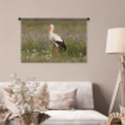 Ooienvaar - Bloemen - Weide - Kleurrijk Wandkleed katoen middel -sfeer4