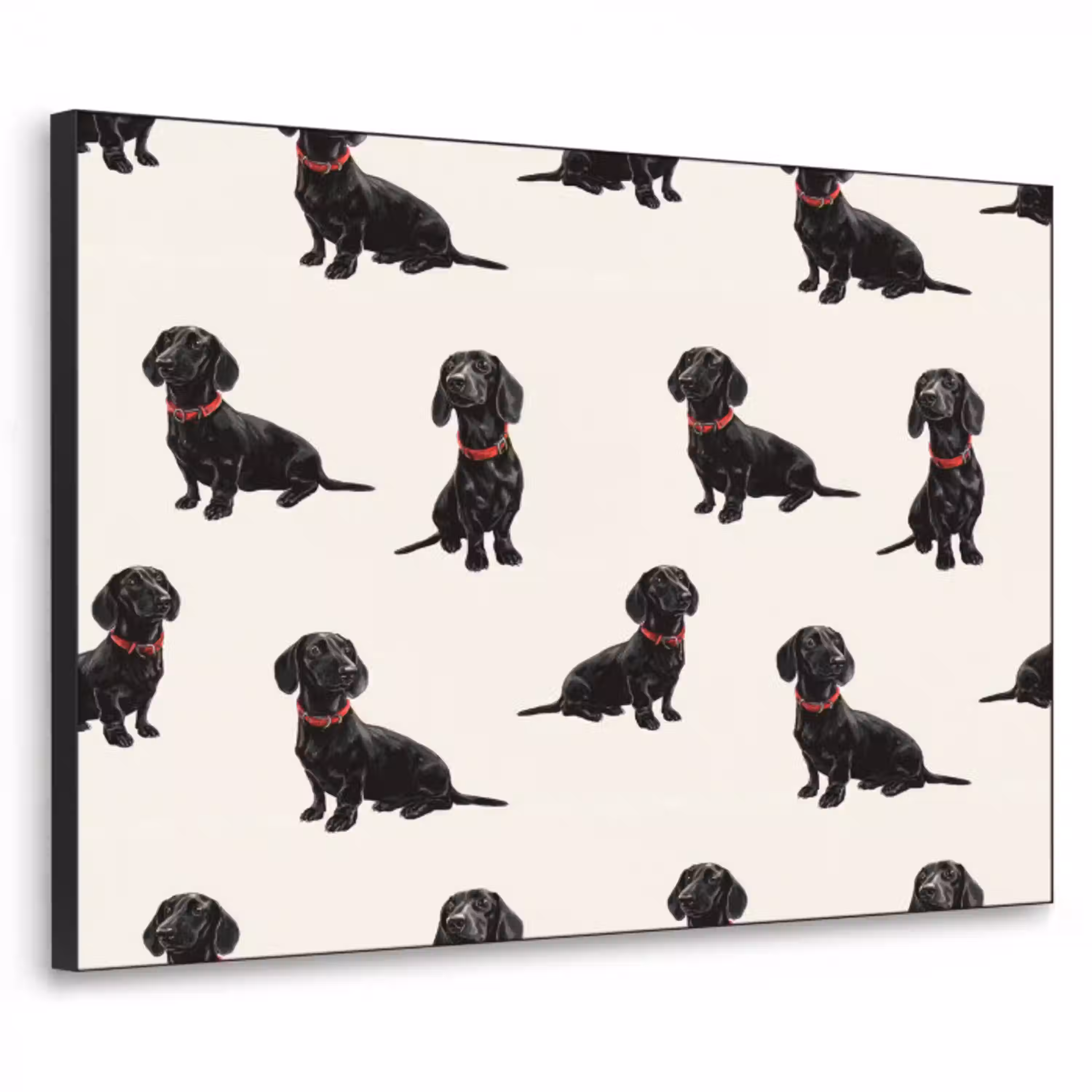 Hond - Patroon - Zwart Textielframe zwart klein 947 -3d