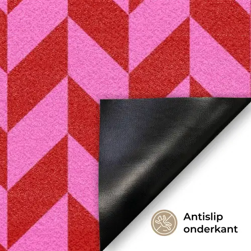 Patroon - Zigzag - Rood Deurmat klein -antislip_NL