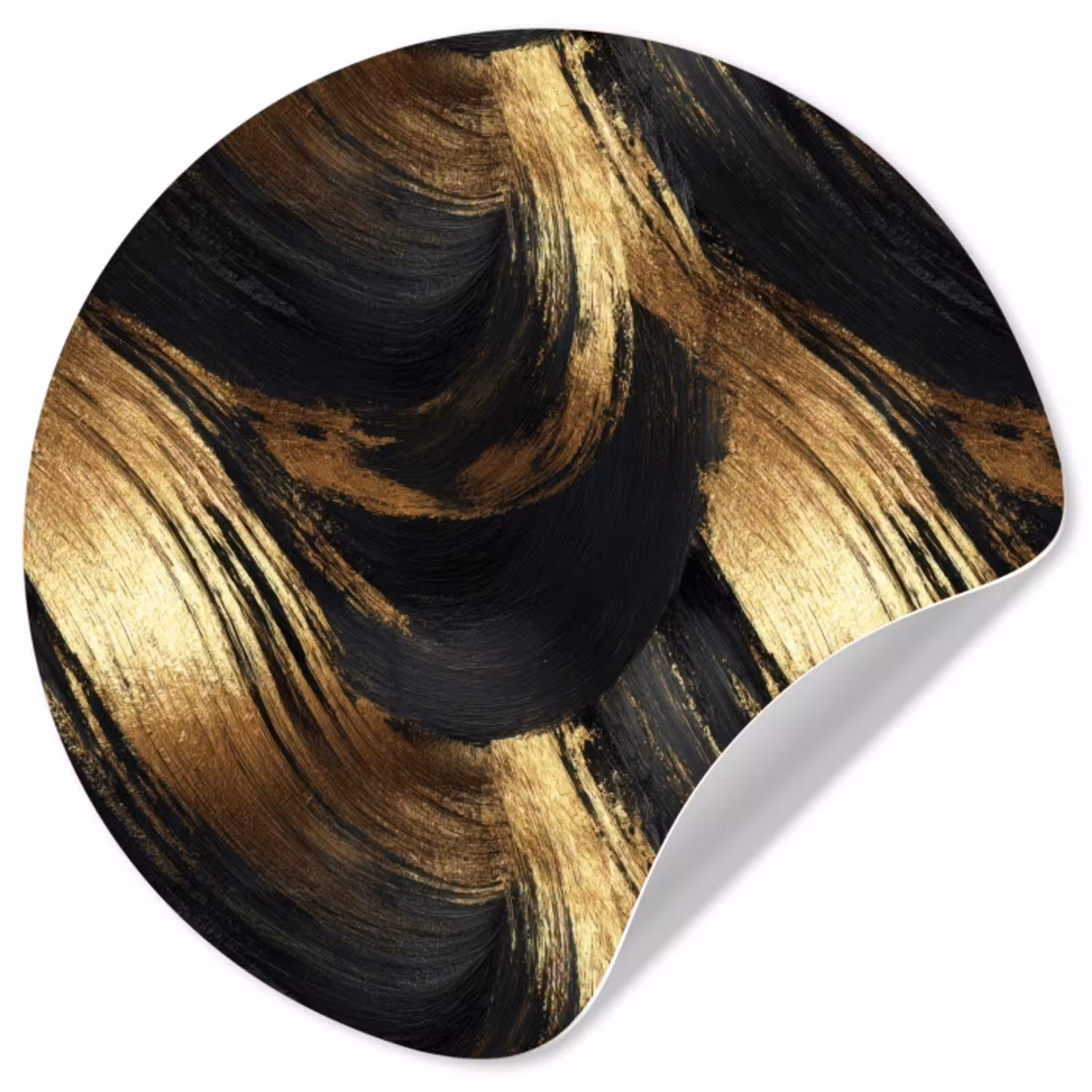 Verfstreken - Abstract - Goud - Zwart Wandcirkel behangsticker klein 186 -3d