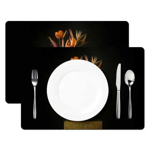 Boeket - Oranje - Gouden - vaas Placemat vinyl groot -zzsfeer2_Kitchenyeah-website
