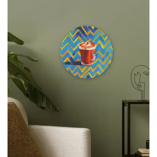 Mok - Koffie - Zigzag - Slagroom Wandcirkel plexiglas klein -sfeer3